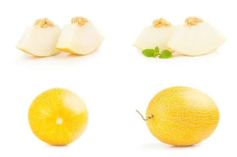 Set of yellow melon on a white background clipping path Stock Photos