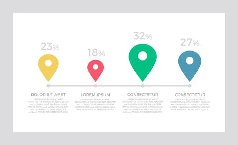 Set of yellow, red, blue and green elements for infographic presentation slides 스톡 일러스트