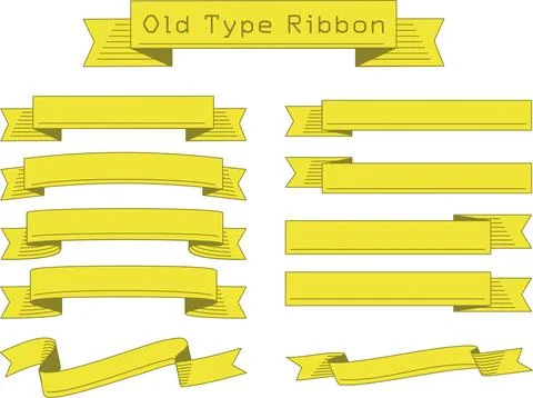 Set of yellow retro ribbons Stock Illustration