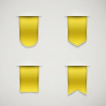 Set of yellow ribbons different shapes Illustrazione stock
