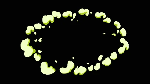 Set Of Yellow Smoke Exploding On Black Background. Comic Smoke Effect Vidéo 140003163