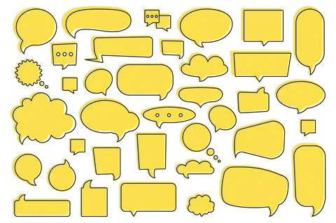 Set of yellow speech bubbles Stock Illustration