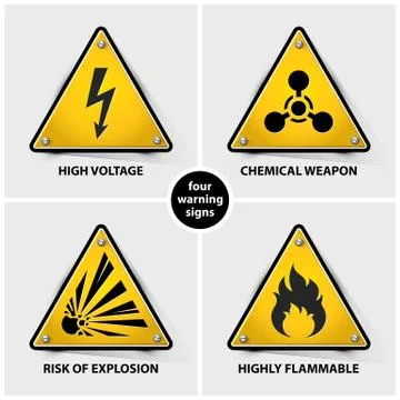 Set of yellow warning signs Stock Illustration