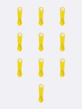 Set of yellow zipper pulls Stock Photos