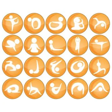 Set Of Yoga Icons イラスト素材