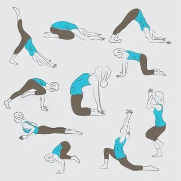 Set Of Yoga Icons Stock Illustration