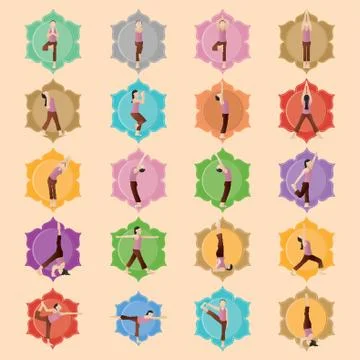 Set Of Yoga Icons Stock Illustration