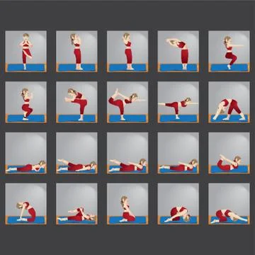 Set Of Yoga Icons Stock Illustration