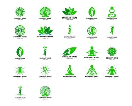 Set of Yoga pose vector logo design template Illustrazione stock
