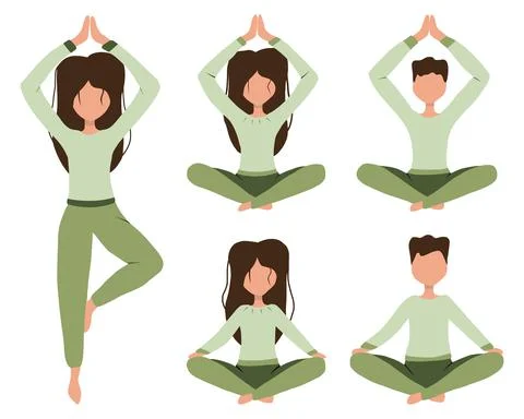 Set of yoga poses. Stock Illustration