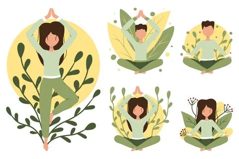 Set of yoga poses. Stock Illustration