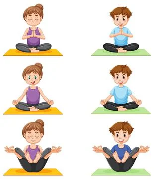 Set of yoga postures Stock Illustration
