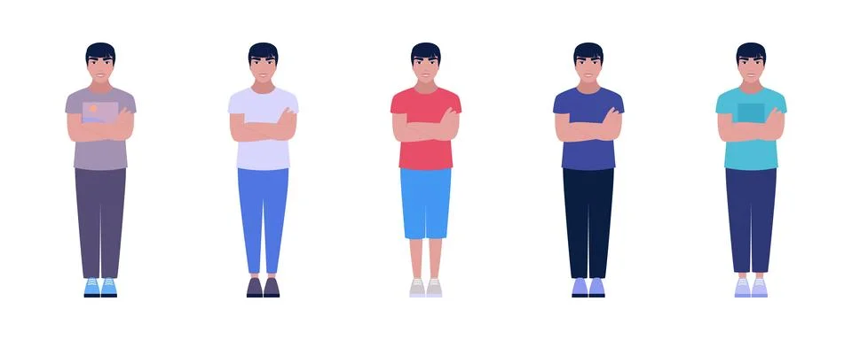 Set of young man with various clothes Stock Illustration