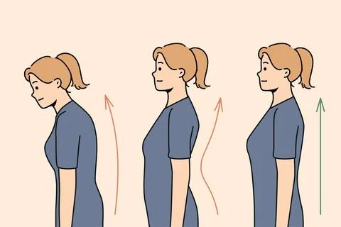 Set of young woman posture problems Illustrazione stock
