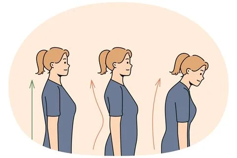 Set of young woman posture problems 스톡 일러스트