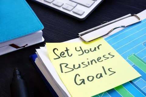 Set your business goals. Stack of financial documents. Stock Photos