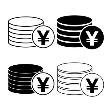 Set of Yuan stack coin, flat icon money design, cash sign vector illustration Stock Illustration