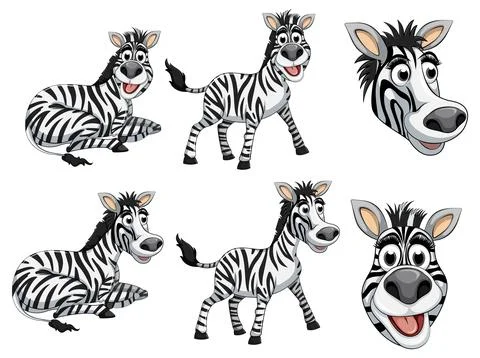 Set of zebra cartoon Stock Illustration