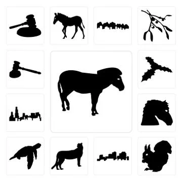 Set of zebra outline on white background, a squirrel louisiana cheetah backgr Free Stock Illustration