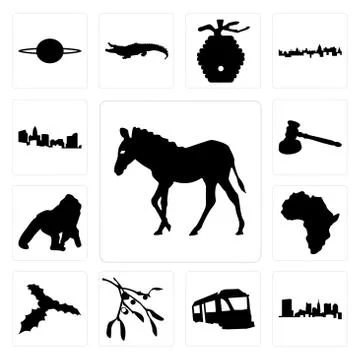 Set of zebra outline on white background, state ohio train images mistletoe b 無料イラスト素材