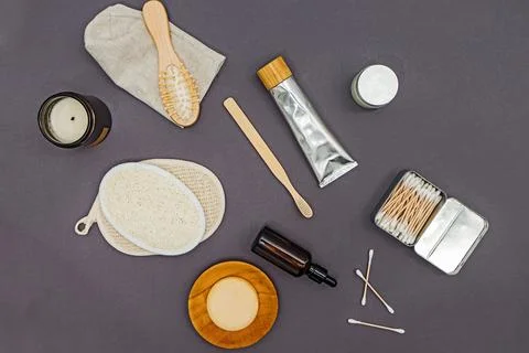 Set of zero waste and reusable personal hygiene and care products and cosmetics Foto stock