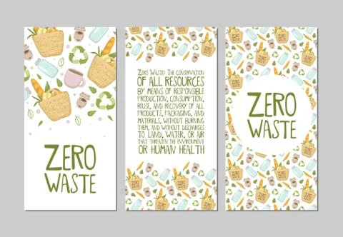 Set of zero waste flyers. Space for text. Vector illustration EPS 10 Illustrazione stock