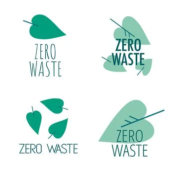 Set of zero waste logotypes isolated on white background. Linear icon eco Stock Illustration