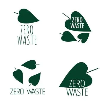 Set of zero waste logotypes isolated on white background. Linear icon eco Stock Illustration