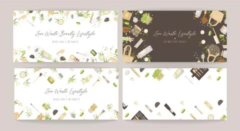 Set of Zero Waste Vector Concept illustration in Minimalism Style, with Reusable Stock Illustration