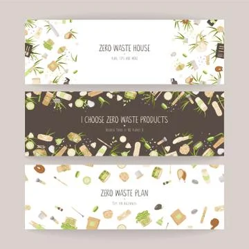 Set of Zero Waste Vector Concept illustration in Minimalism Style, with Reusable Stock Illustration