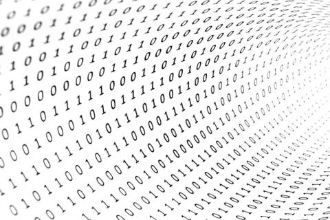 Set of zeros and ones of binary code on curved surface stretching to the horizon 写真素材