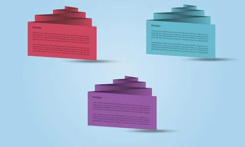 Set of zig zag 3D banners or visit cards Stock Illustration