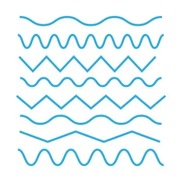 Set of zigzag and wave borders. Waves outline icon. Wave thin line symbol イラスト素材