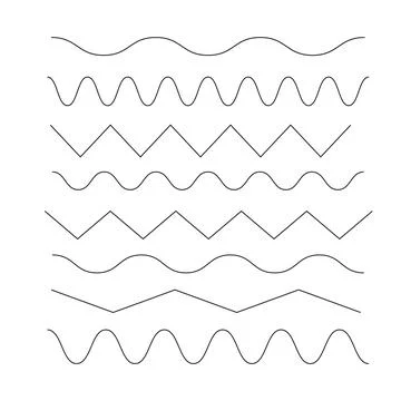 Set of zigzag and wave borders. Waves outline icon. Wave thin line symbol Stock Illustration