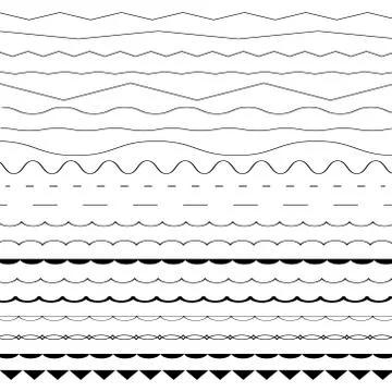 Set of zigzag and wave borders.Graphic design elements. Stock Illustration