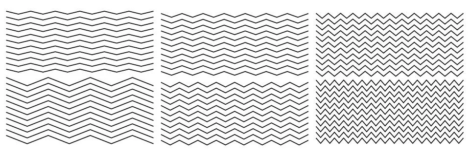 Set of zigzag lines, underline, pattern, ornament. Stock Illustration