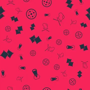 Set Zipper, Sewing button, Textile fabric roll and Knitting needles on seamless Stockillustratie