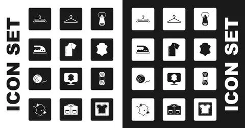 Set Zipper, Sewing pattern, Electric iron, Hanger wardrobe, Leather, Yarn and Stock Illustration