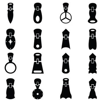 Set of zippers icon Stock Illustration