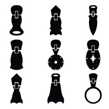 Set of zippers icon Stock Illustration