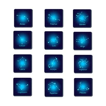 Set of zodiac constellations Stock Illustration