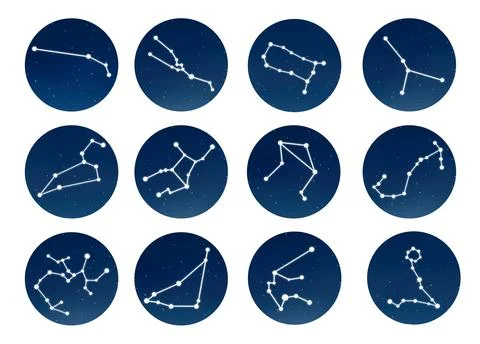Set with zodiac constellations on white background Stock Illustration
