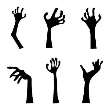 Set of zombie hand extended from the ground. Human arm. For halloween party d Stock-Illustration