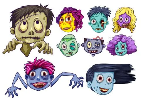 Set of zombie heads Stock-Illustration