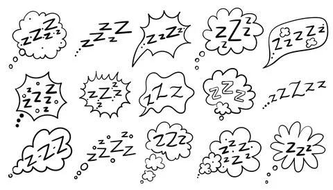 Set of Zzzz sounds in comic conversation bubbles, representing sleep and sn.. Stock Illustration