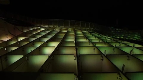 Setas de Sevilla. View at night on top of metropol parasol. Magical Stock Footage 181949919