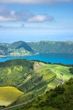 Sete Cidades, view from Boca Do Inferno Miradouro. Sao Miguel, Azores Stock-Fotos
