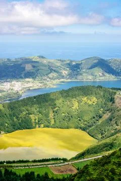 Sete Cidades, view from Boca Do Inferno Miradouro. Sao Miguel, Azores Foto stock