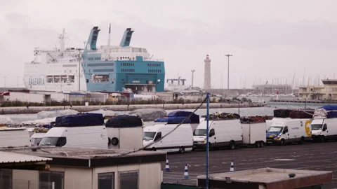 Sete harbor with ships and trucks Stock Footage 240311448