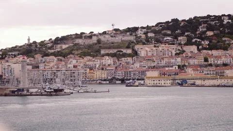 Sete harbor view from ship Stock Footage 240312798